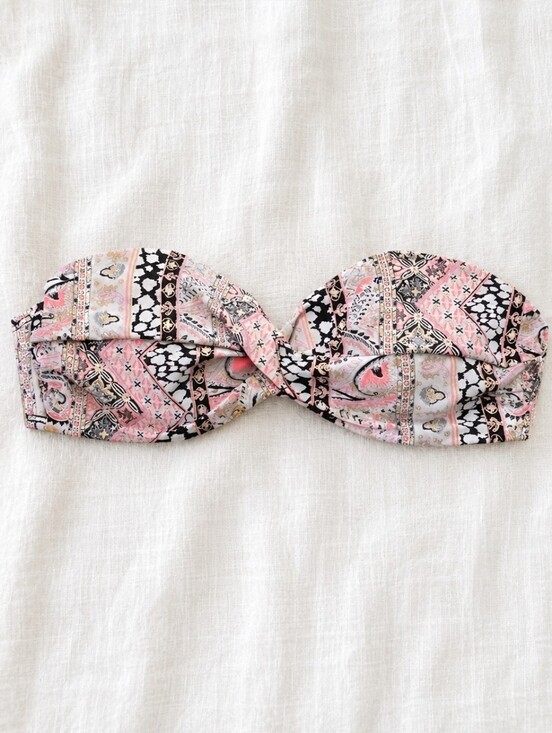 Victoria's Secret Other - Victoria's Secret Pink and Black Paisley Bandeau Bikini Top ONLY Size 34C